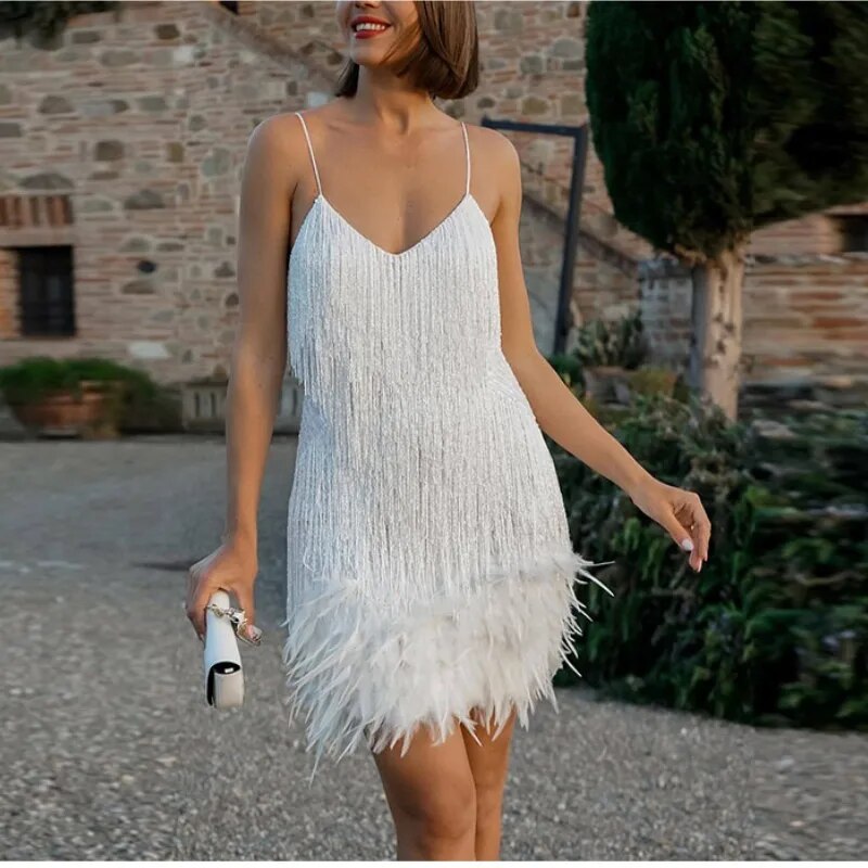 Clara - Damen Feder-Minikleid