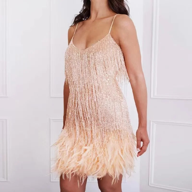 Clara - Damen Feder-Minikleid