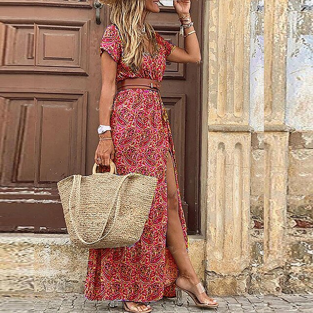 Anais - Retro Paisley Druck Boho Kleid