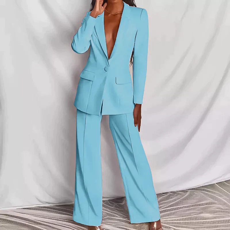 Jesika - Damen Blazer und Lange Hosen-Set