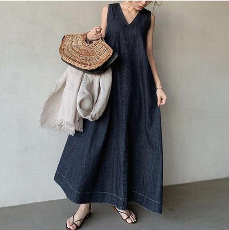 Lillian - Damen Langes Jeanskleid
