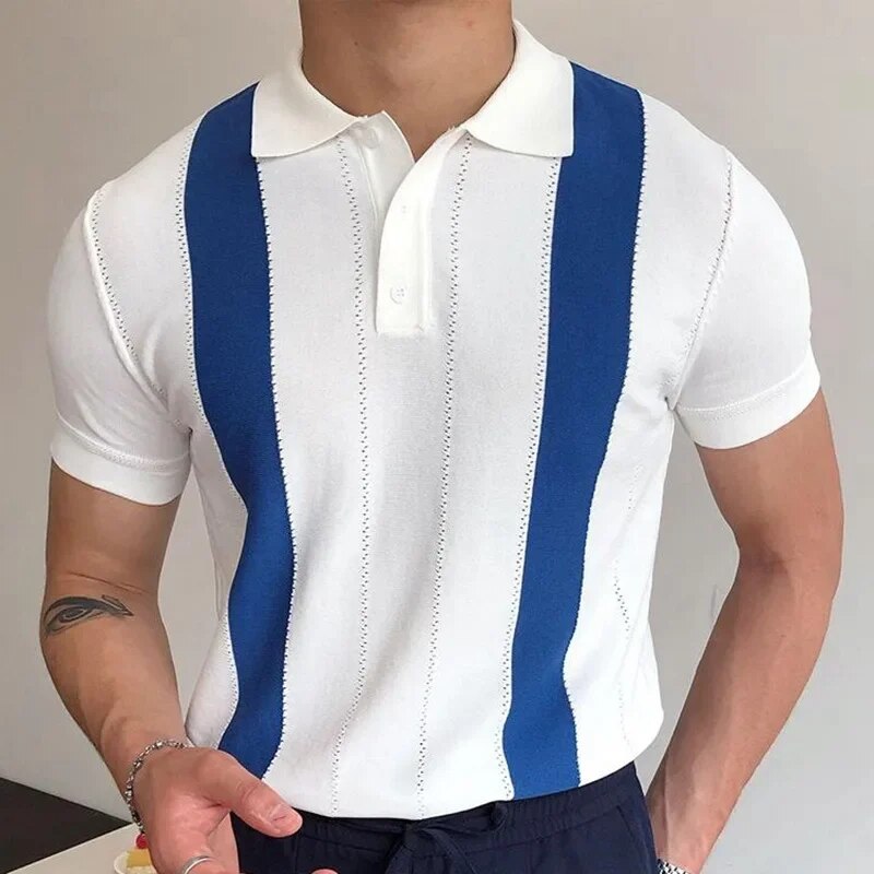 Alvey - Lassig Gestreiftes Kurzarm-Lapelshirt