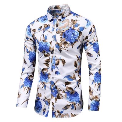 Gregorius - Herren Langarm-Blumen Blusen
