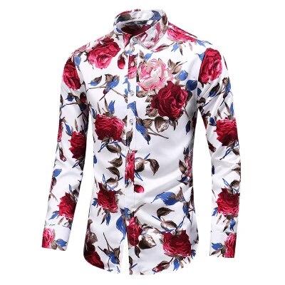 Gregorius - Herren Langarm-Blumen Blusen