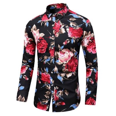 Gregorius - Herren Langarm-Blumen Blusen