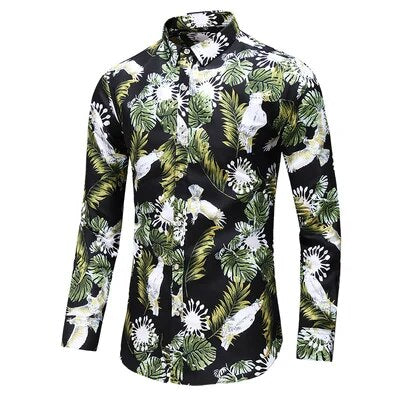 Gregorius - Herren Langarm-Blumen Blusen