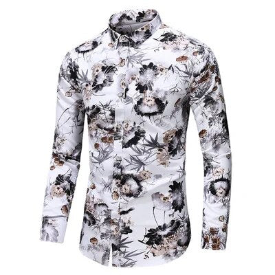 Gregorius - Herren Langarm-Blumen Blusen