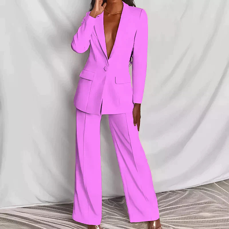 Jesika - Damen Blazer und Lange Hosen-Set