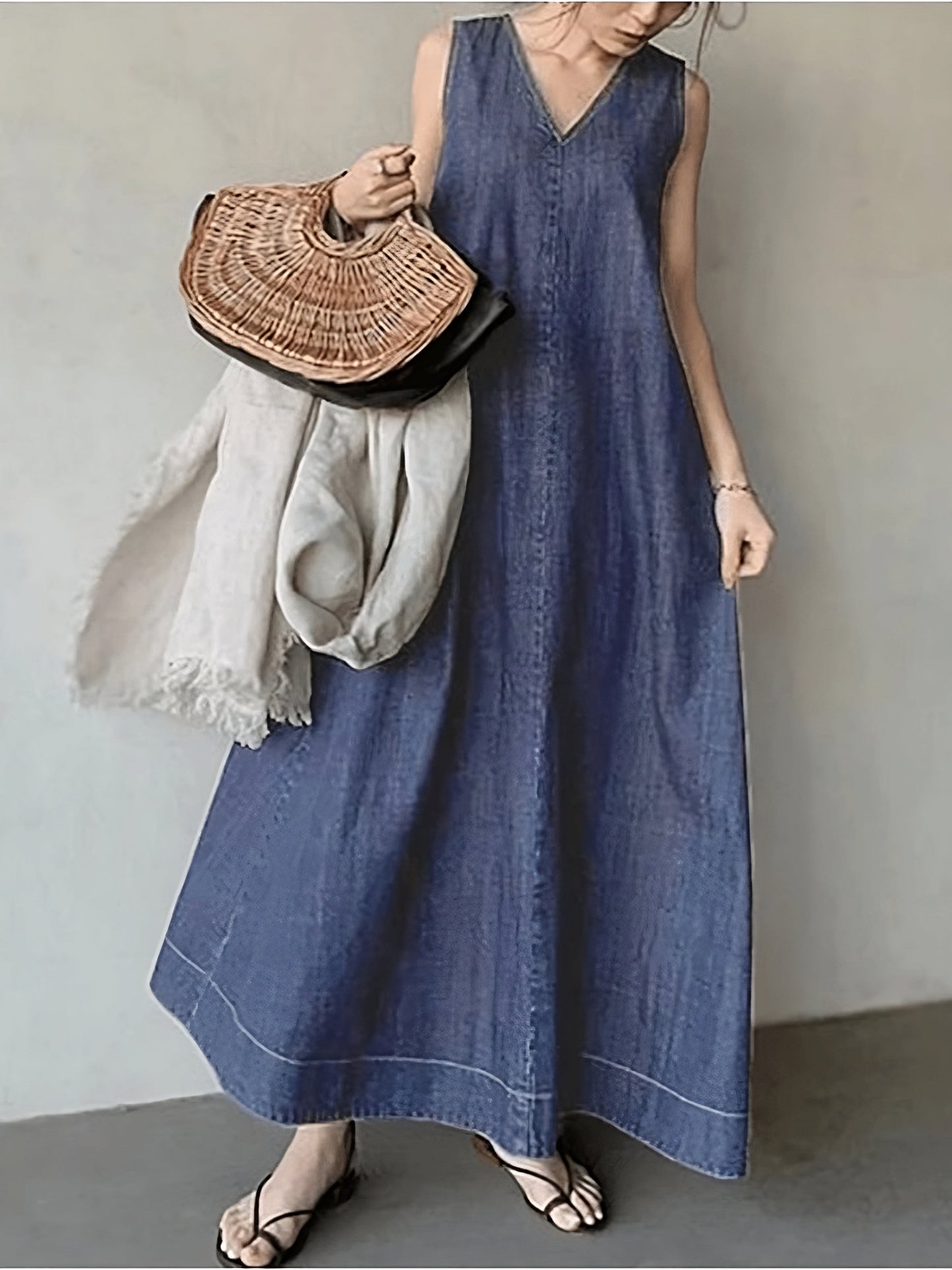 Lillian - Damen Langes Jeanskleid